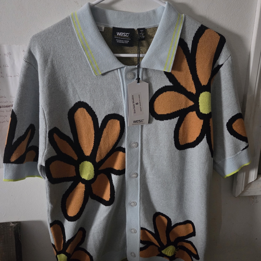 Wesc Light Grey Shirt with Orange Floral Design